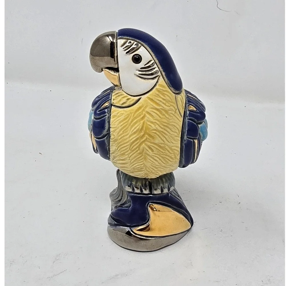 Vtg Artesania Rinconada De Rosa blue parrot figurine Uruguay clay art‎ farm